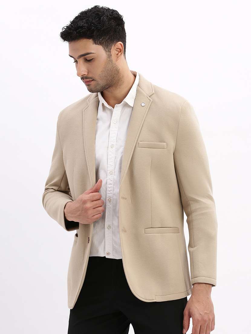 men's solid notched lapel single breasted blazer - 21276878 -  Standard Image - 2