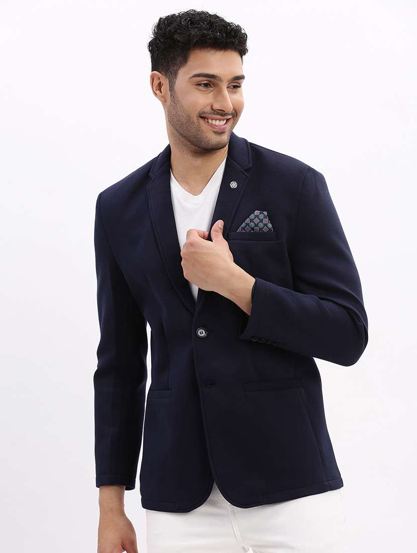 men's solid notched lapel single breasted blazer
