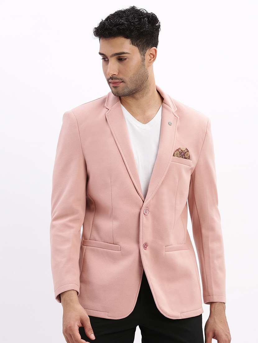 men's solid notched lapel single breasted blazer
