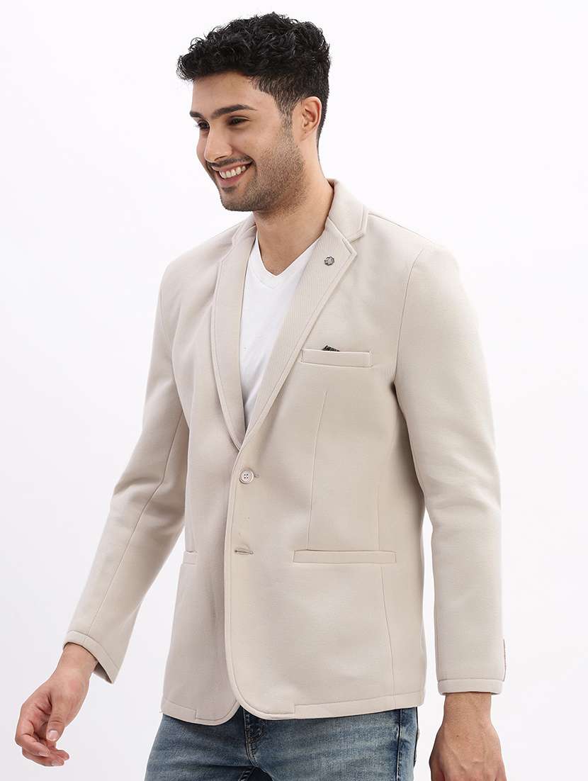 men's solid notched lapel single breasted blazer - 21276886 -  Standard Image - 2