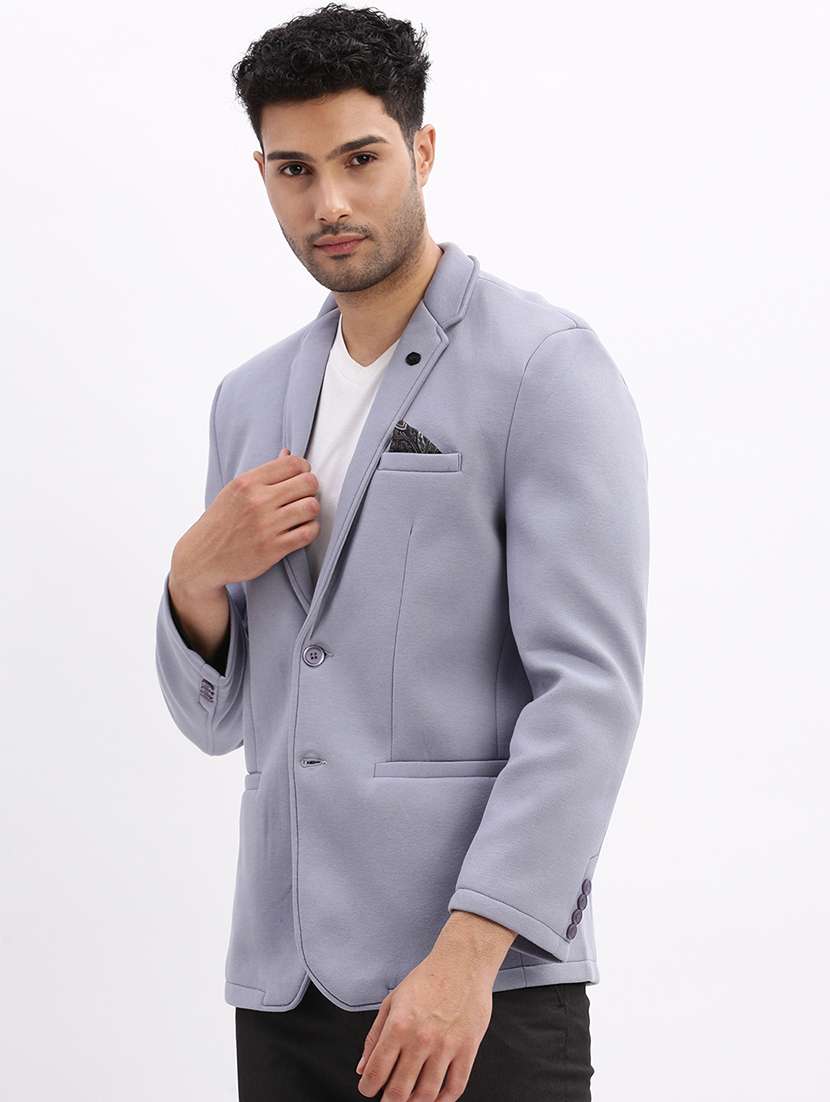 men's solid notched lapel single breasted blazer - 21276893 -  Standard Image - 2