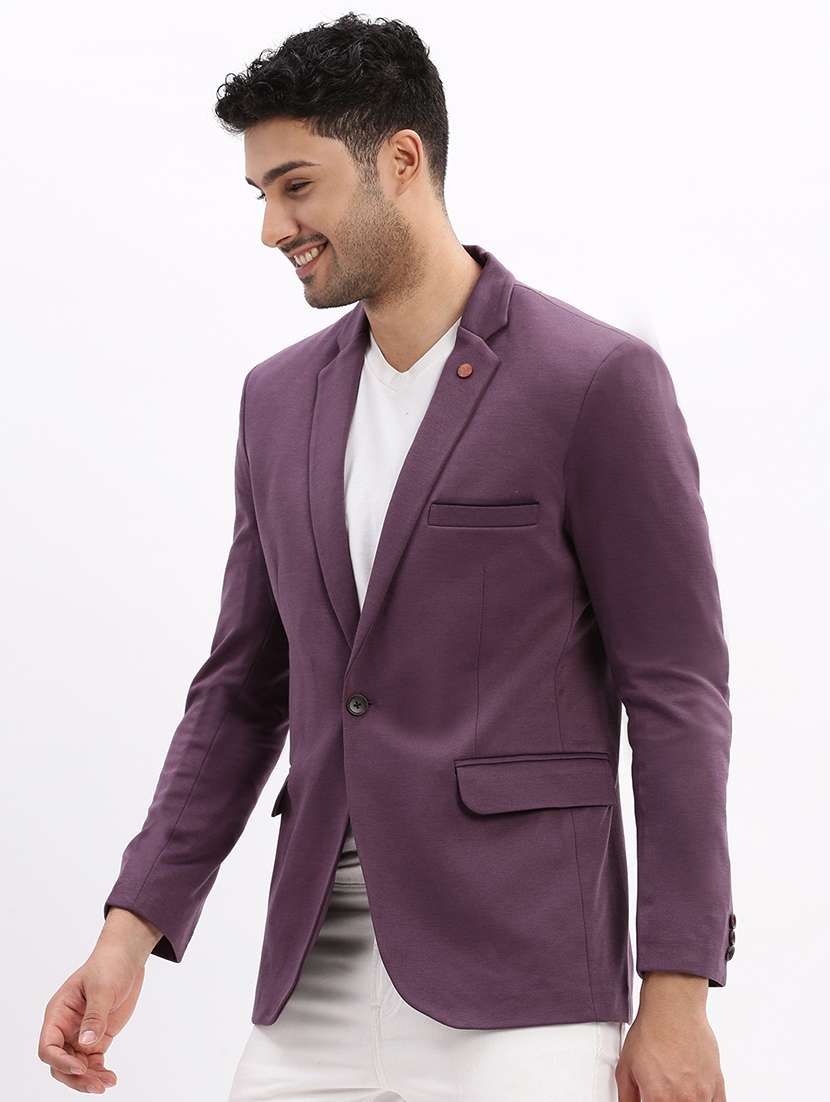 men's solid notched lapel single breasted blazer - 21276904 -  Standard Image - 2