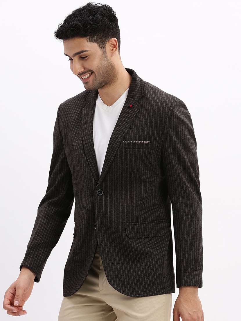 men's striped notched lapel single breasted blazer - 21276908 -  Standard Image - 2