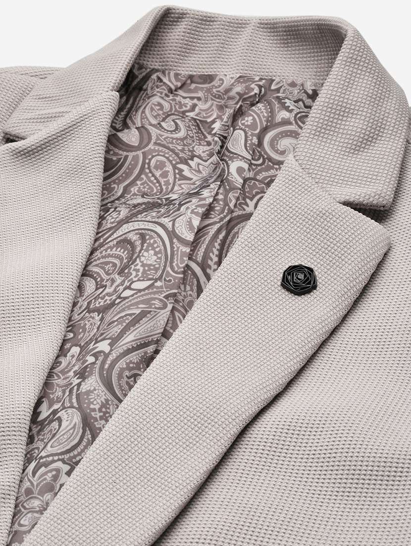 men's solid notched lapel grey single breasted blazer - 21276916 -  Standard Image - 7