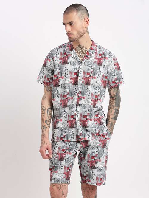 Men Printed Cotton Co Ord Set