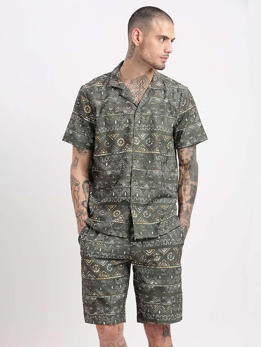 men geometric printed co-ord sets