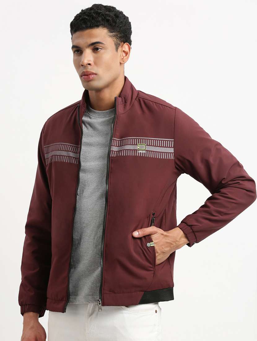 men maroon long sleeves bomber jackets - 21277112 -  Standard Image - 2