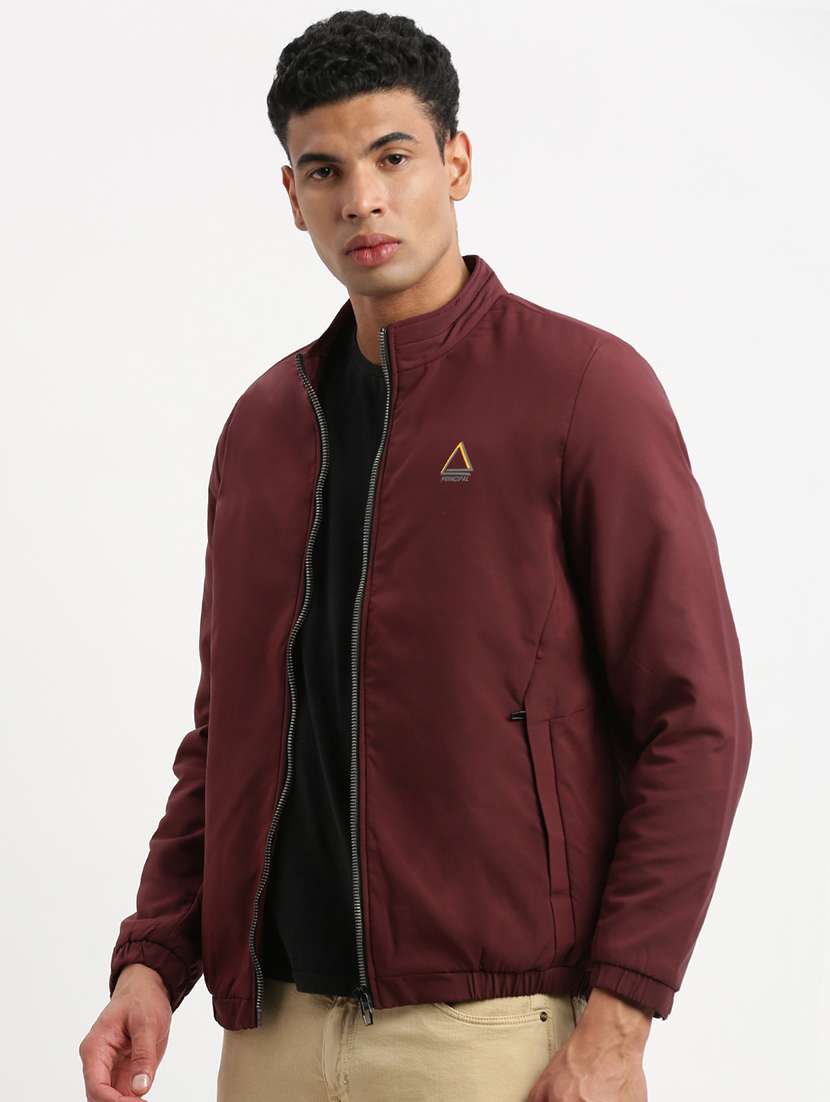 men maroon long sleeves bomber jackets - 21277114 -  Standard Image - 2