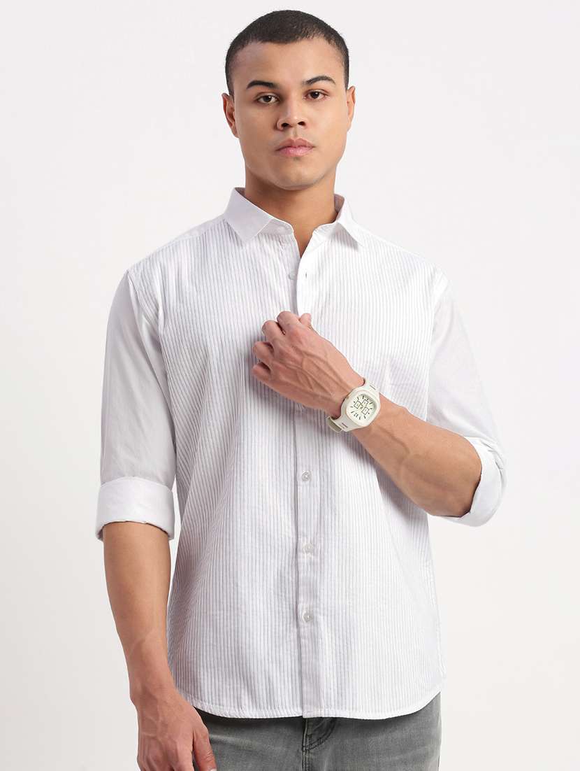 white striped casual shirt