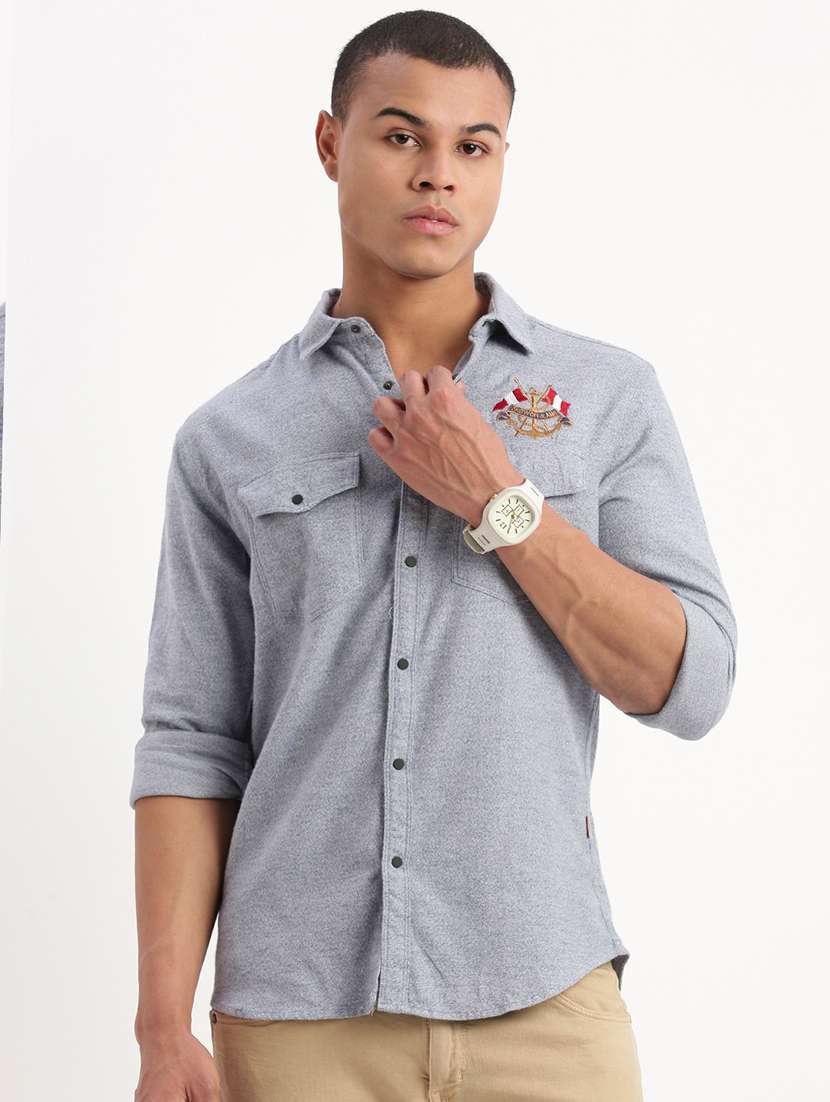 men solid casual shirt