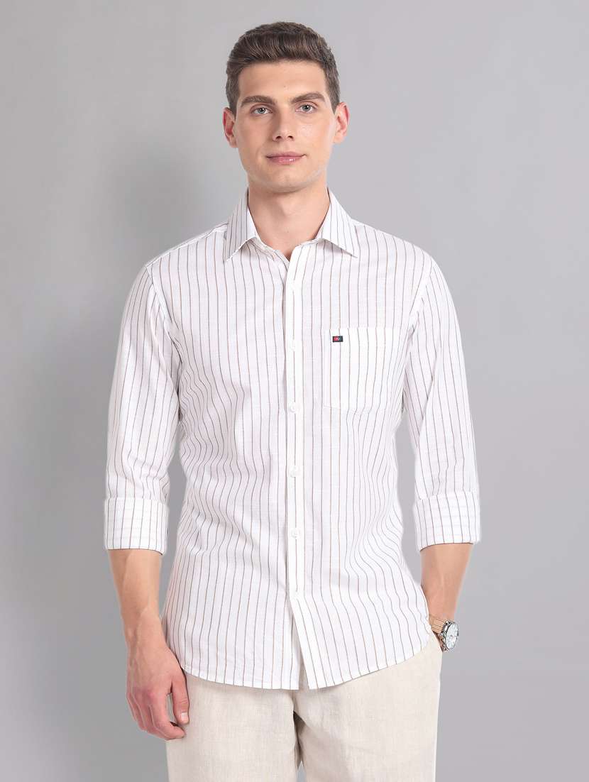 men striped long sleeve casual shirt