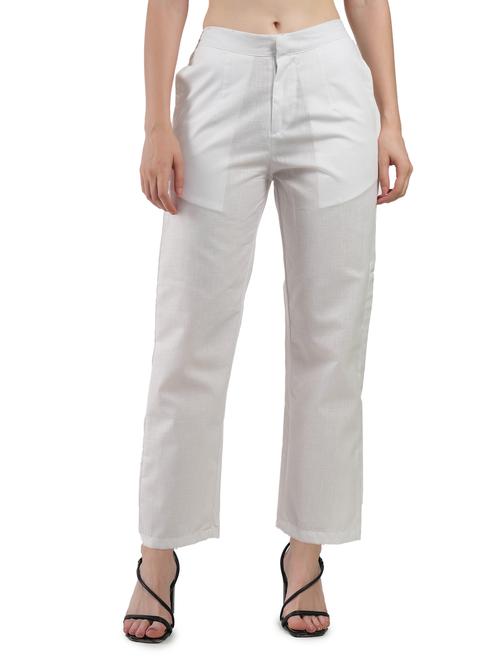 women solid high rise tailored pant - 21277316 - Standard Image - 0