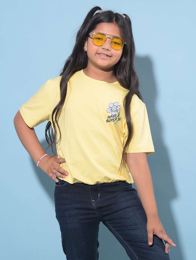 yellow cotton regular tee