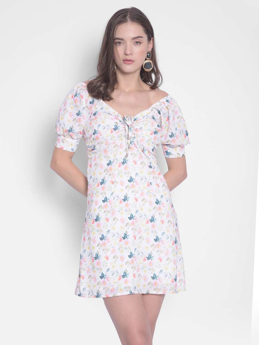 women multi color florals printed straight dress