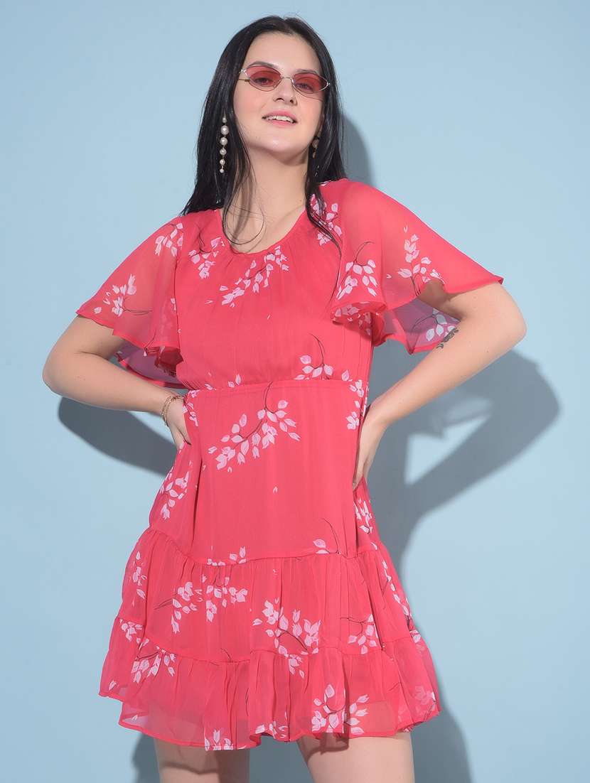 women florals printed tiered dress