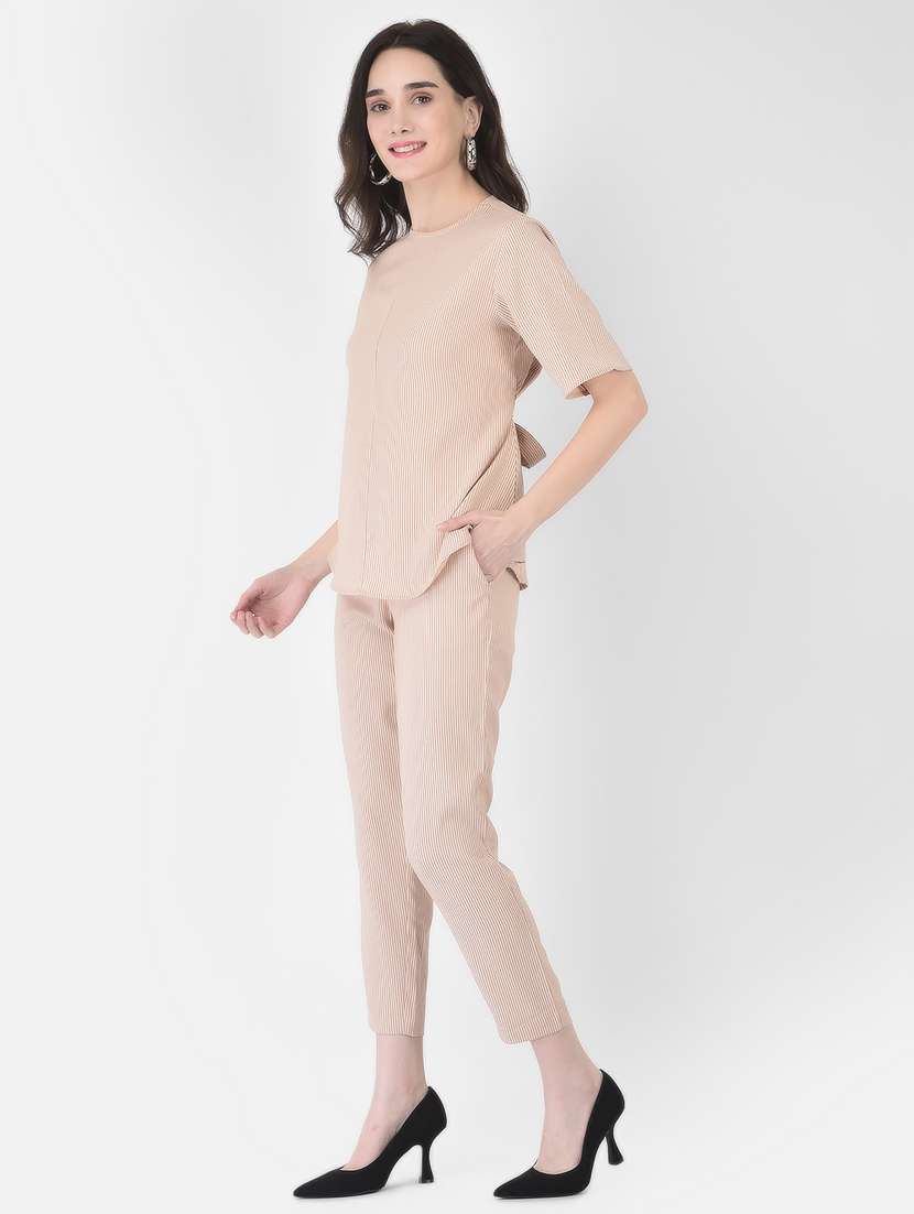 women beige top and trouser set co-ord - 21277343 -  Standard Image - 2