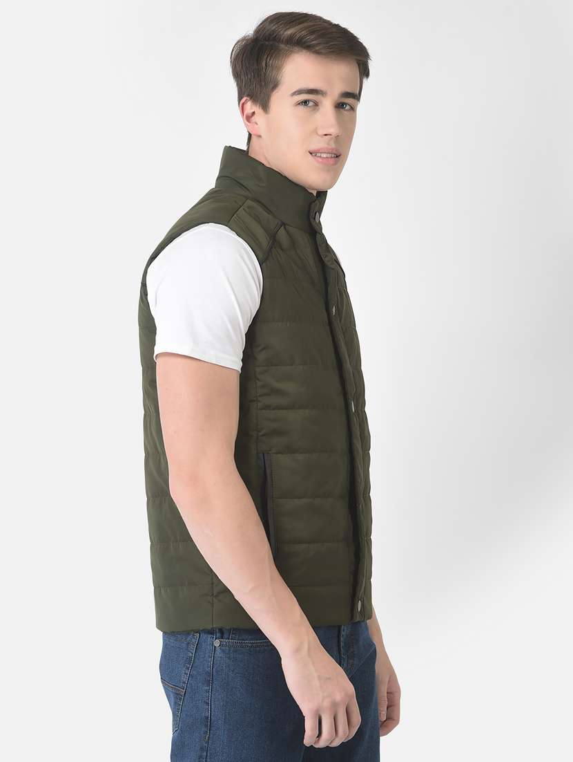 olive polyester casual jacket - 21277363 - Standard Image - 2