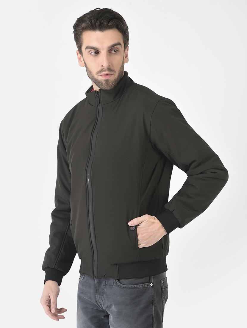olive polyester bomber jacket - 21277385 - Standard Image - 2