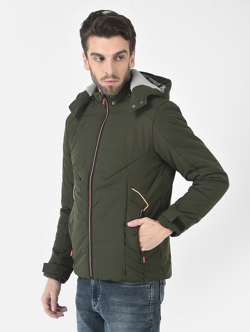 olive polyester casual jacket - 21277392 - Standard Image - 2
