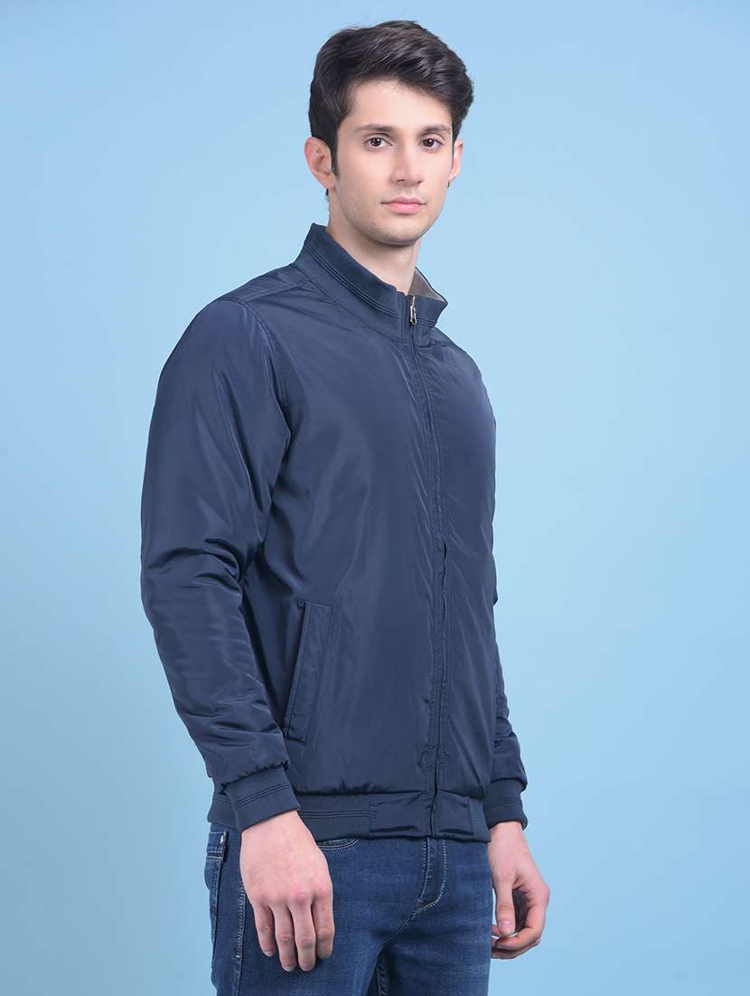 navy blue polyester casual jacket - 21277415 -  Standard Image - 2