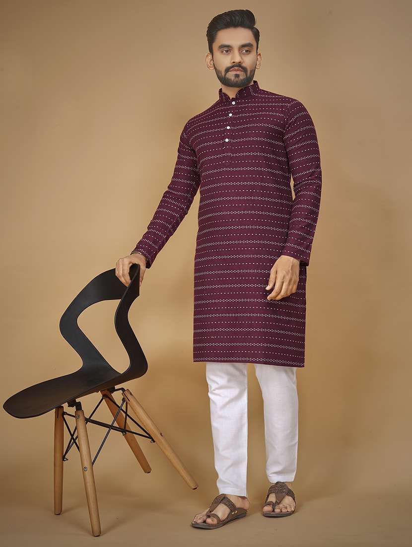 men long sleeve printed long kurta