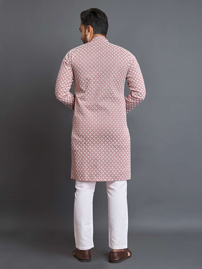men long sleeve self-designed long kurta - 21277561 -  Standard Image - 2