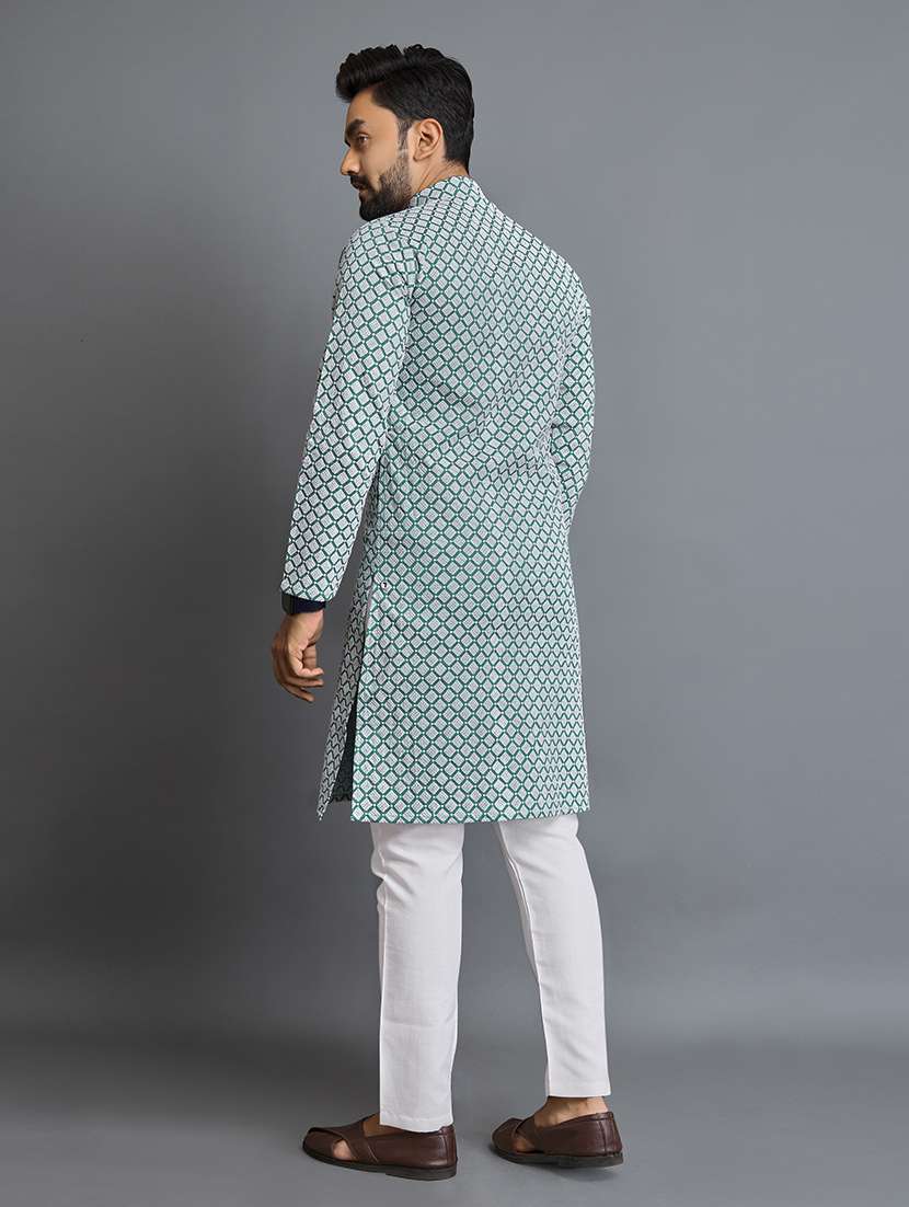 men long sleeve self-designed long kurta - 21277562 -  Standard Image - 2