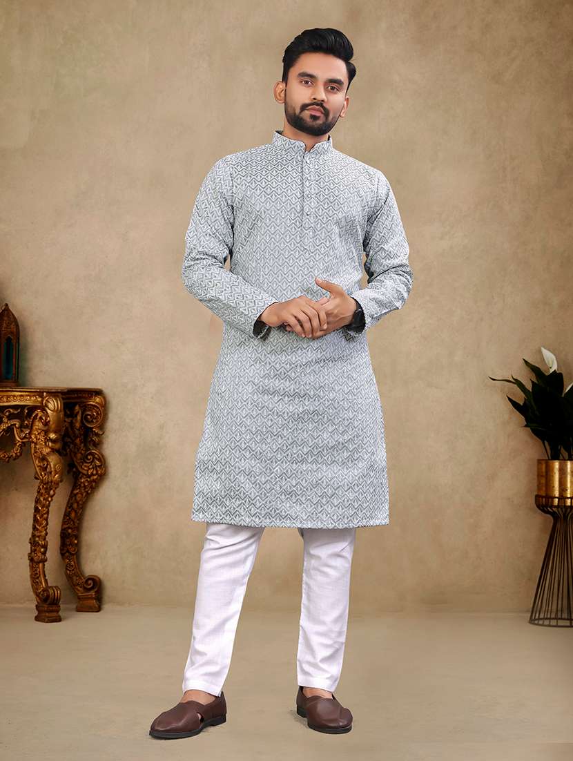 men long sleeve self-designed long kurta
