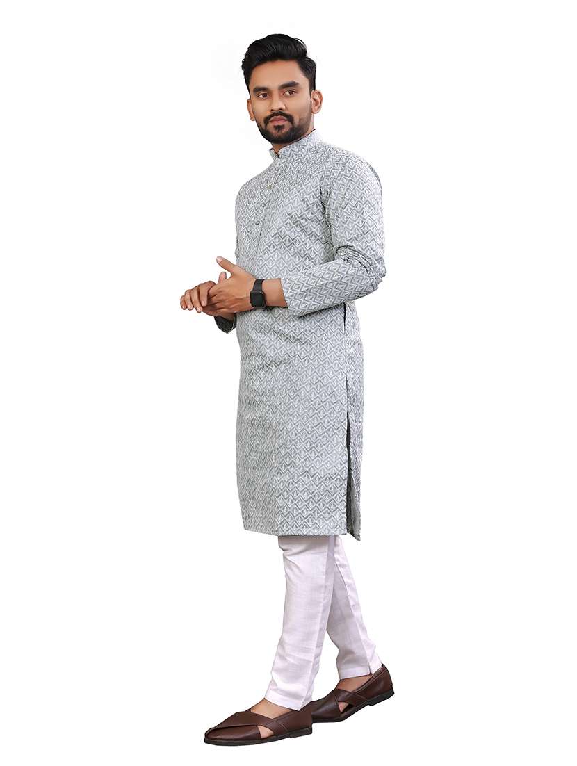 men long sleeve self-designed long kurta - 21277586 -  Standard Image - 2
