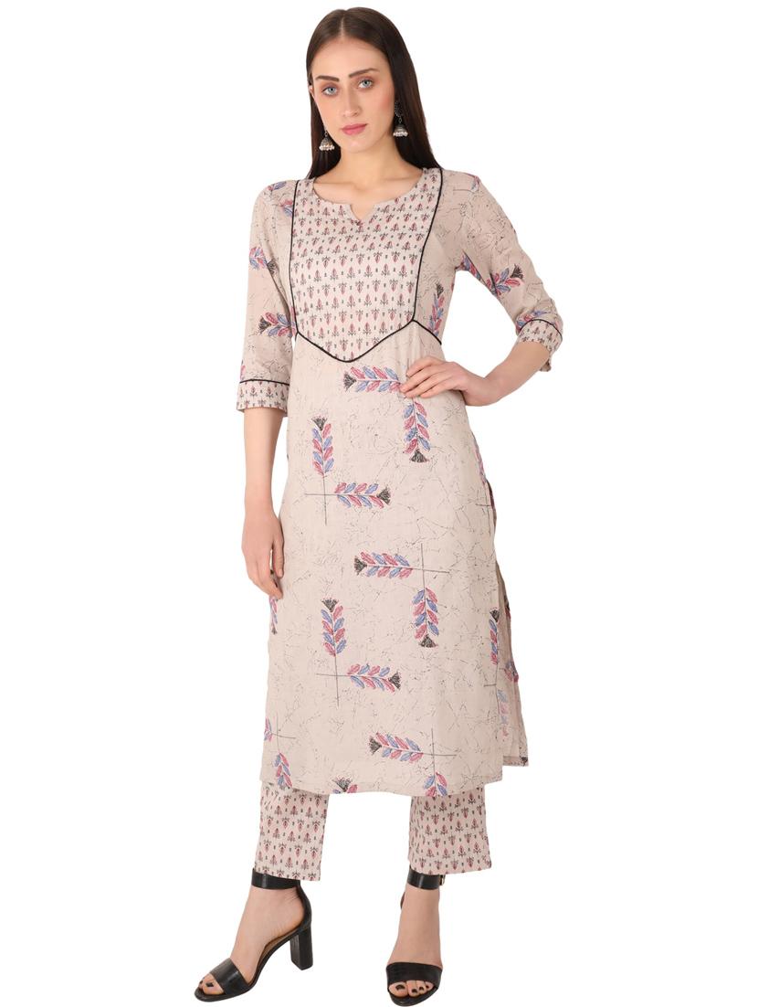 women three quarter sleeve kurta pant set - 21277610 - Standard Image - 2