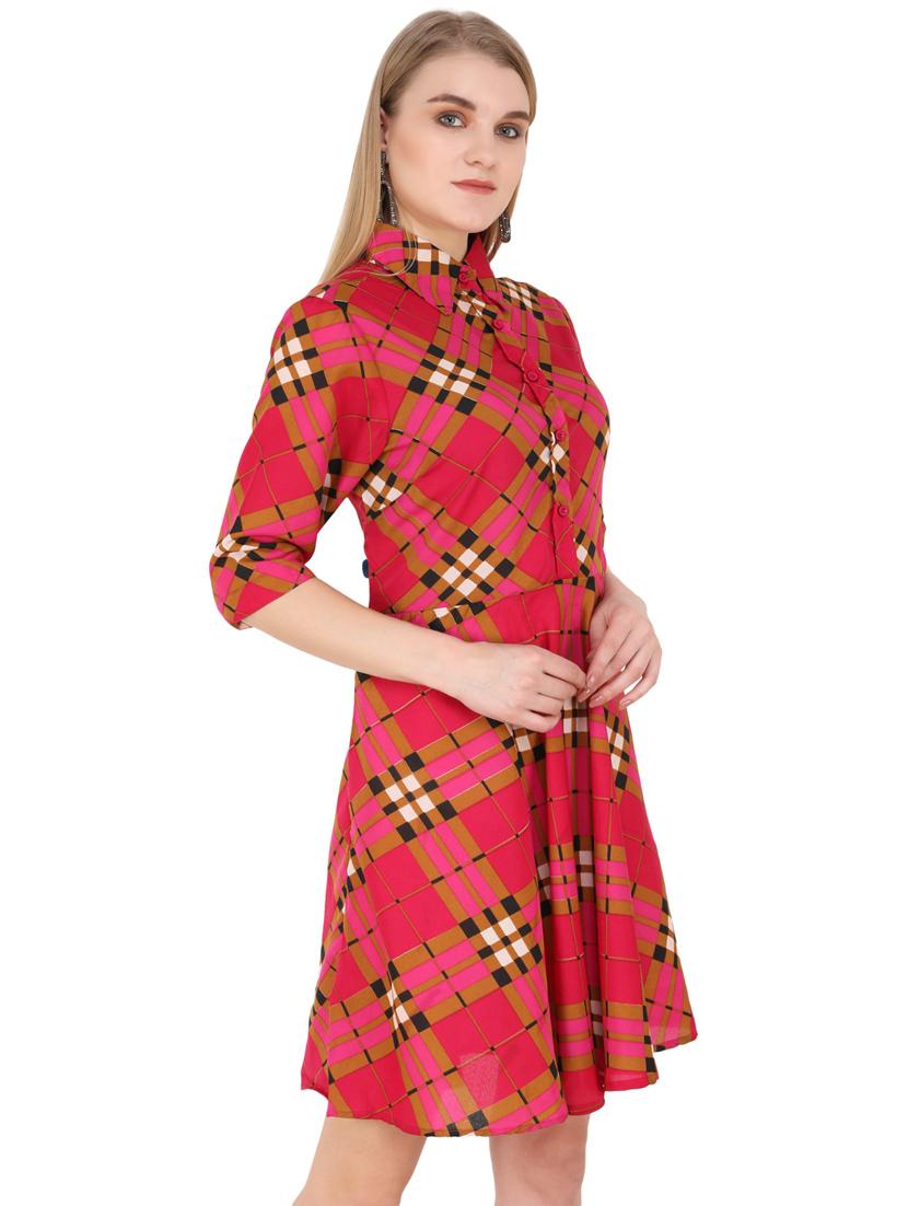 pink crepe fit & flare dress - 21277835 - Standard Image - 2