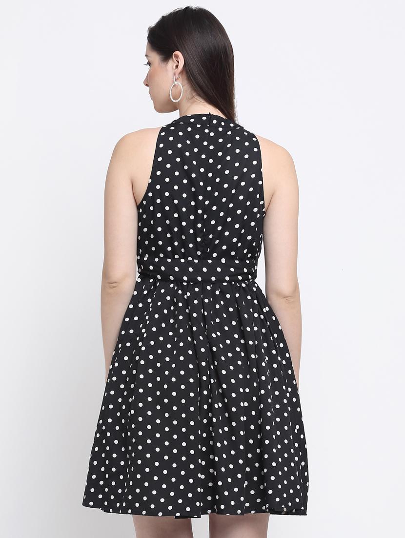 black polyester fit & flare dress - 21277838 - Standard Image - 2
