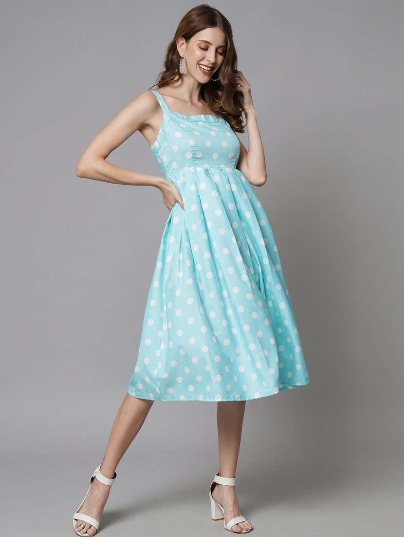 light blue polyester fit & flare dress - 21277889 - Standard Image - 2