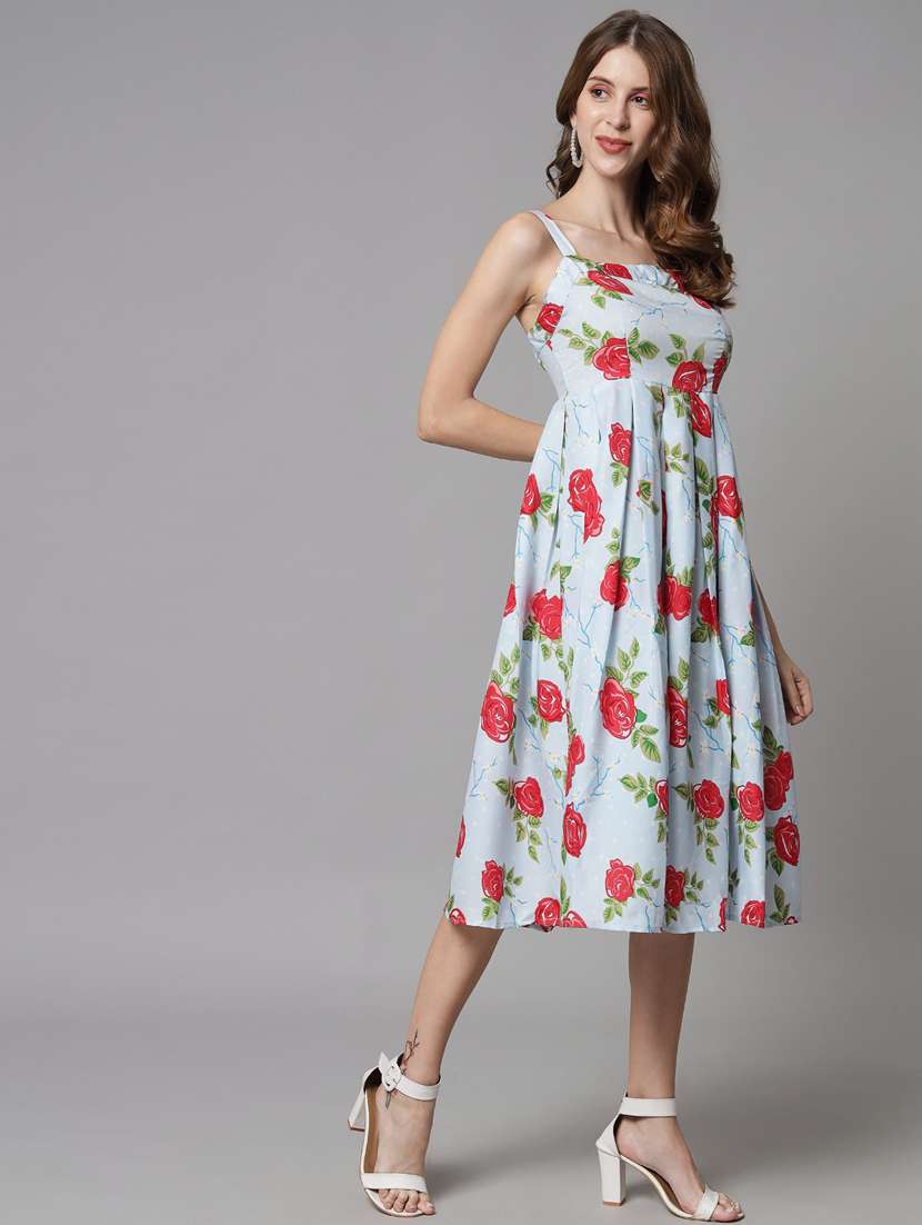 light blue polyester fit & flare dress - 21277891 -  Standard Image - 2