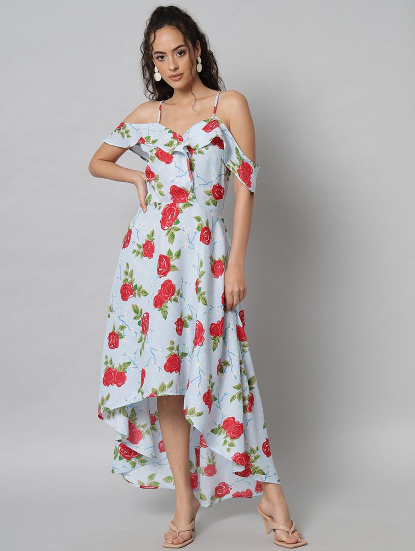 light blue crepe high low dress - 21277922 - Standard Image - 2