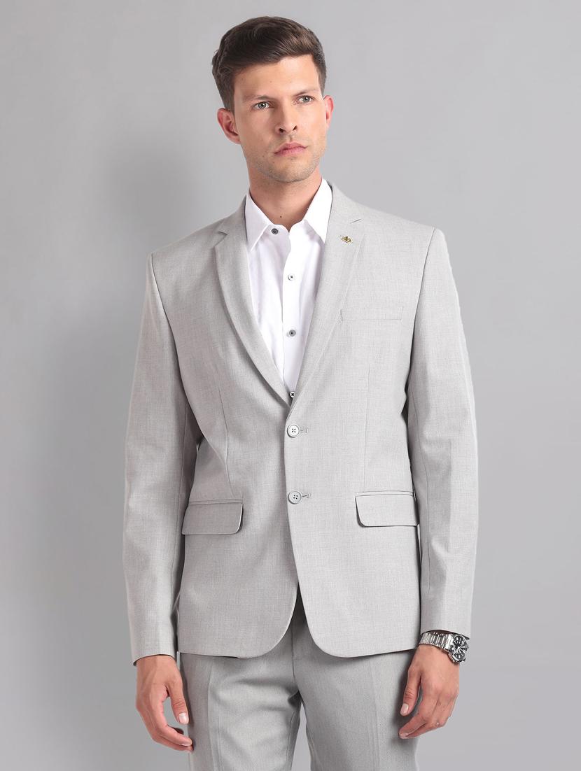 men long sleeved solid single breasted formal blazer - 21278074 -  Zoom Image - 0
