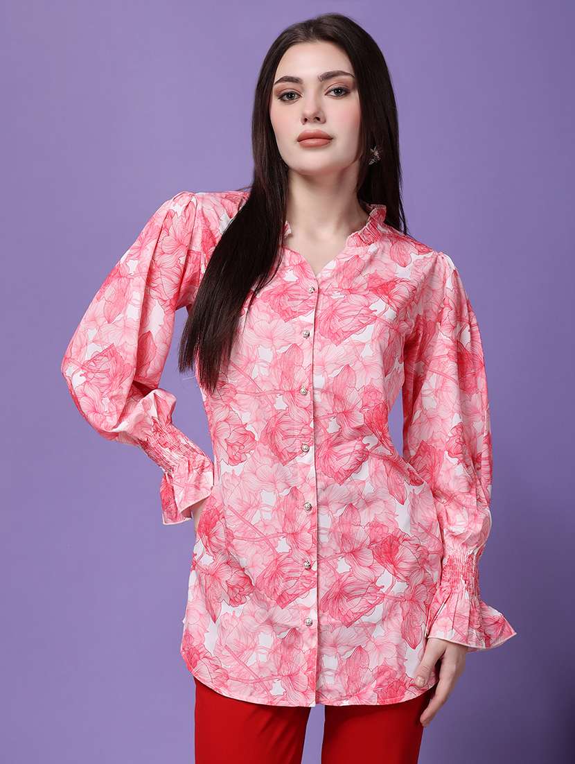 white poly crepe shirt tunic