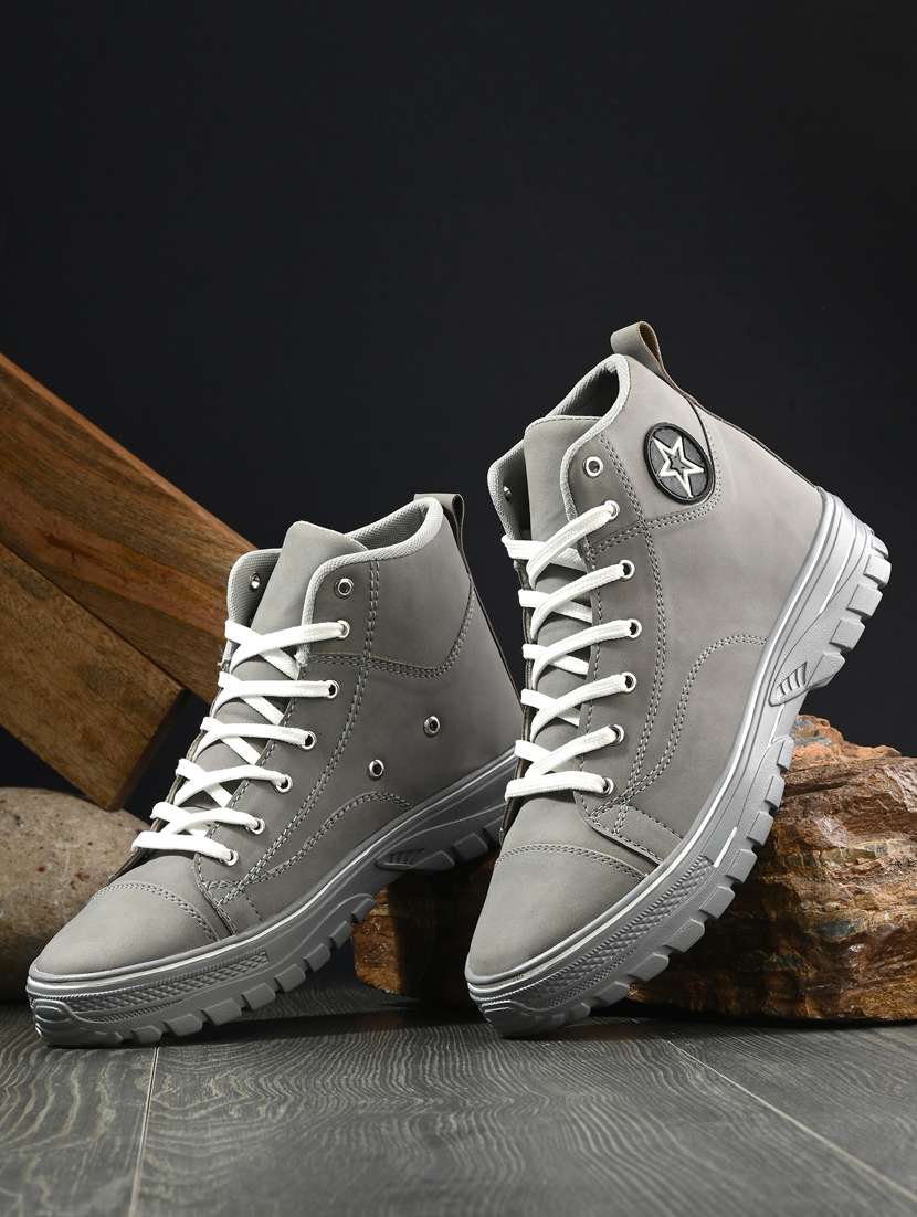 bucik grey bck4022 lightweight comfort trendy premium stylish sneaker high tops for men 