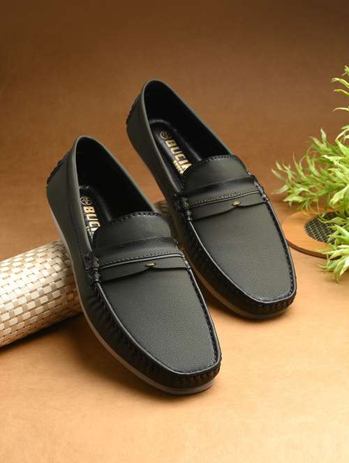 olive synthetic slip on loafers - 21278700 - Standard Image - 0