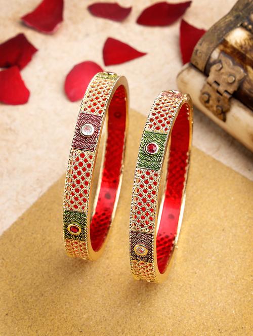 gold alloy bangle set of 2 - 21279198 -  Standard Image - 0