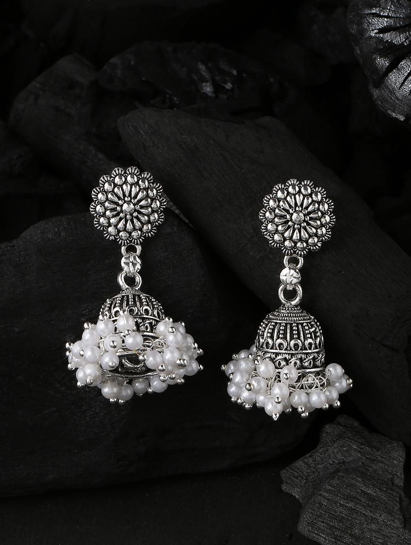 silver brass jhumka earrings - 21279367 - Zoom Image - 0