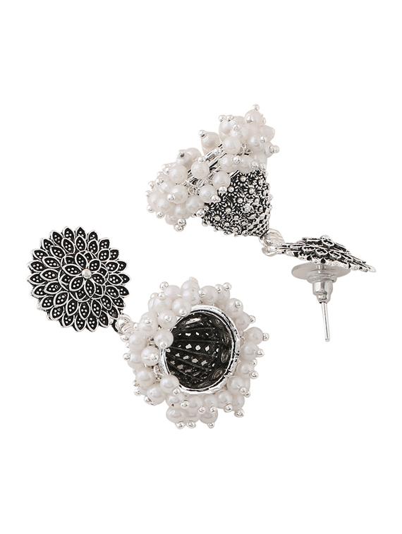 silver brass jhumka earrings - 21279375 - Standard Image - 2
