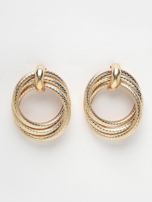 gold metal drop earrings - 21279402 - Standard Image - 0