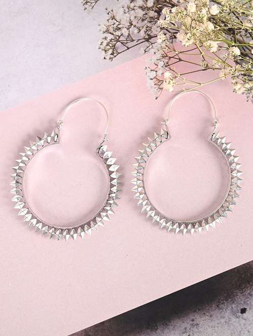 silver brass hoop earring - 21279416 - Standard Image - 0
