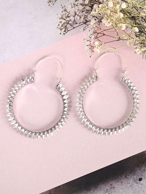 silver brass hoop earring - 21279416 - Zoom Image - 0