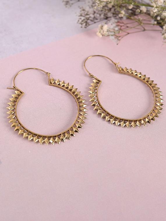 gold brass hoop earrings - 21279422 - Zoom Image - 0