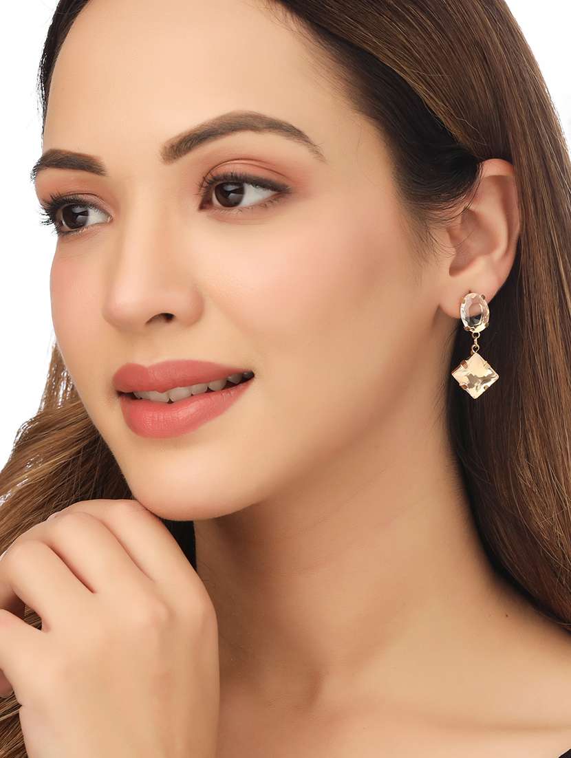 gold stainless steel drop earrings - 21279448 -  Standard Image - 2