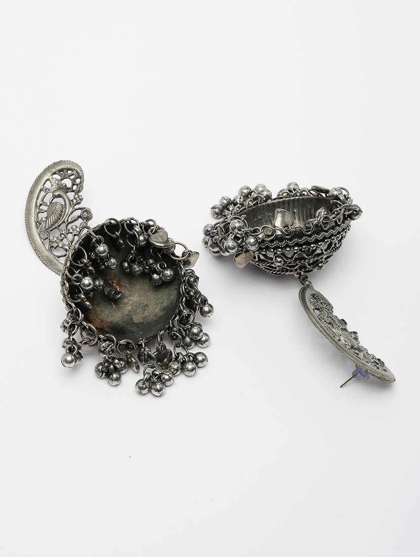silver brass jhumka earrings - 21279450 -  Standard Image - 2