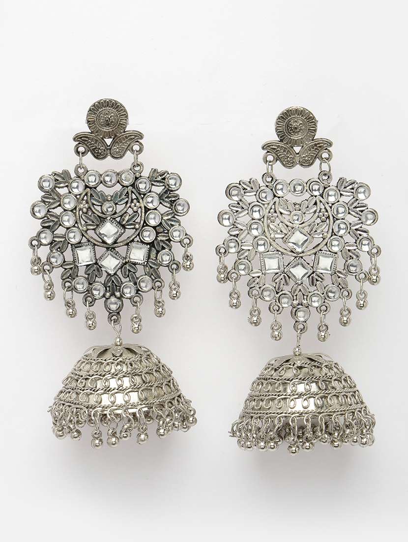 silver brass jhumka earring