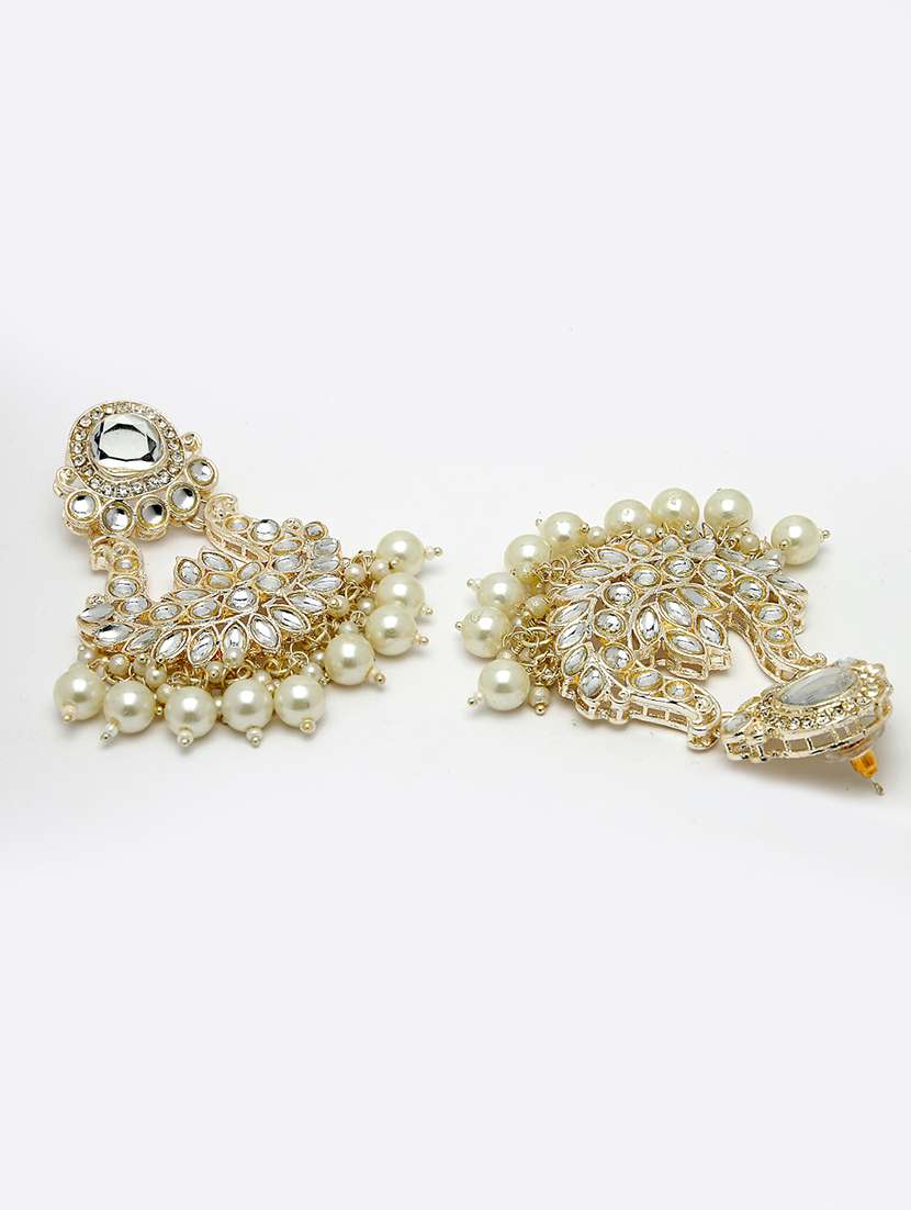 gold metal chandbali earrings - 21279453 -  Standard Image - 2